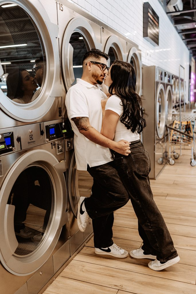 Lifestyle branding photography featuring family moments at Dirty Britches Laundromat in Spring Hill, Florida