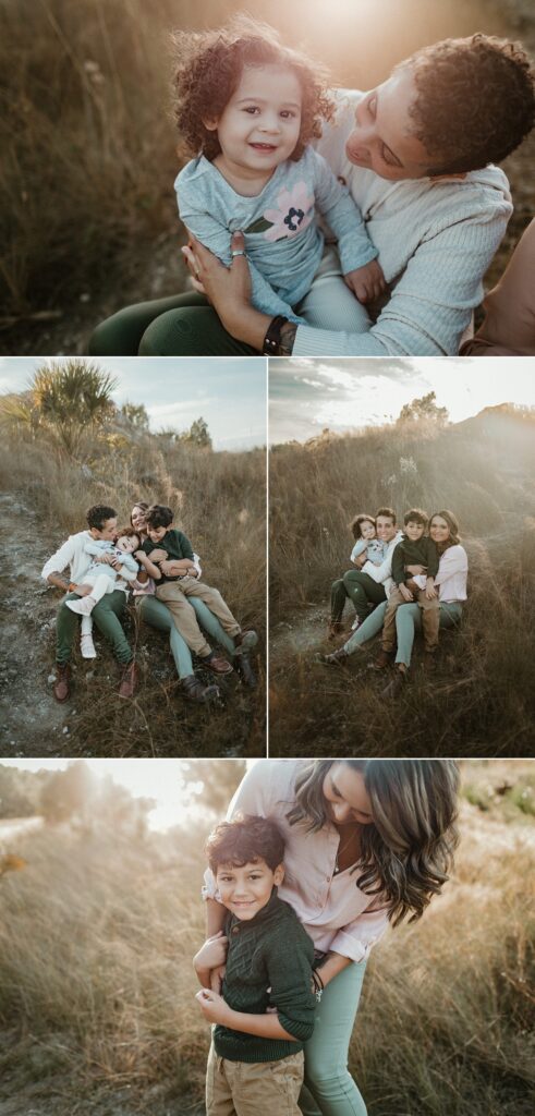 Family photography golden hour session family in field in Tampa Bay, Florida Nadine B Photography