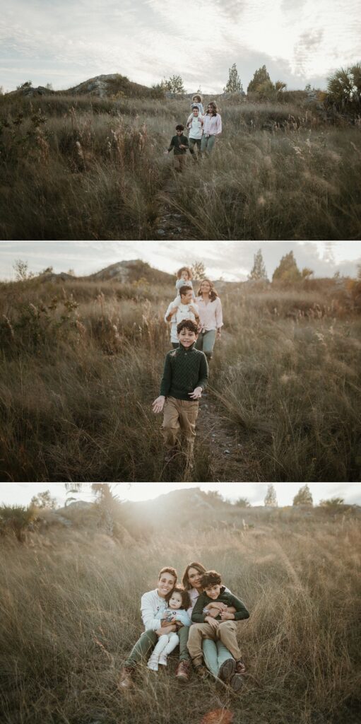 Family photography golden hour session family in field in Tampa Bay, Florida Nadine B Photography