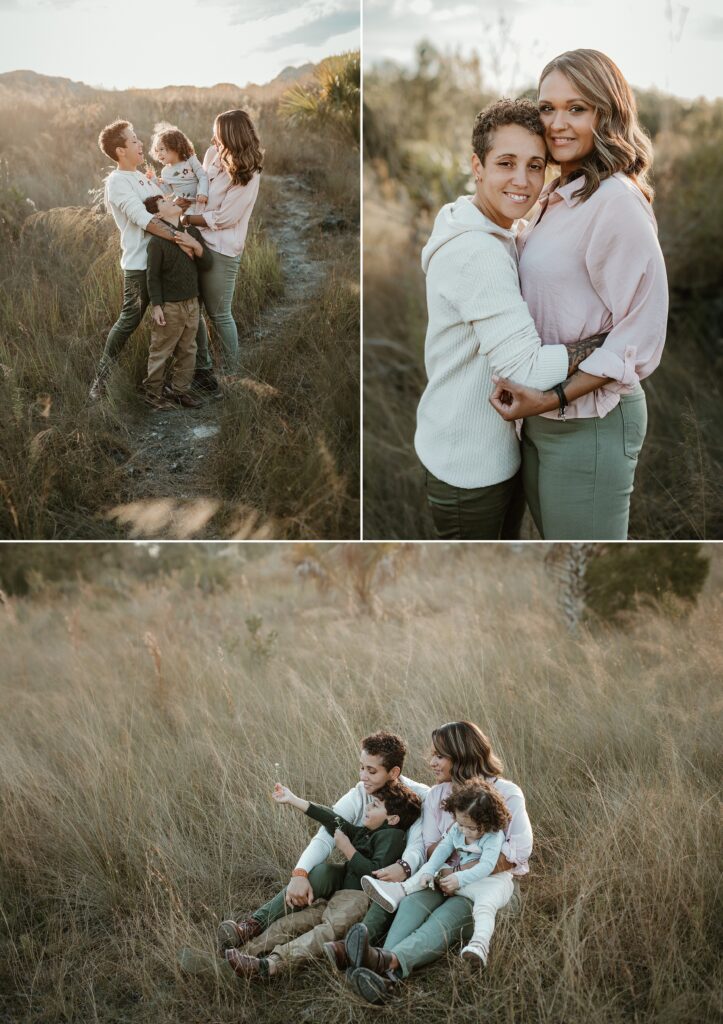 Family photography golden hour session family in field in Tampa Bay, Florida Nadine B Photography