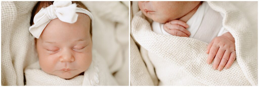 Newborn baby girl sleeping peacefully at springhill florida photography studio