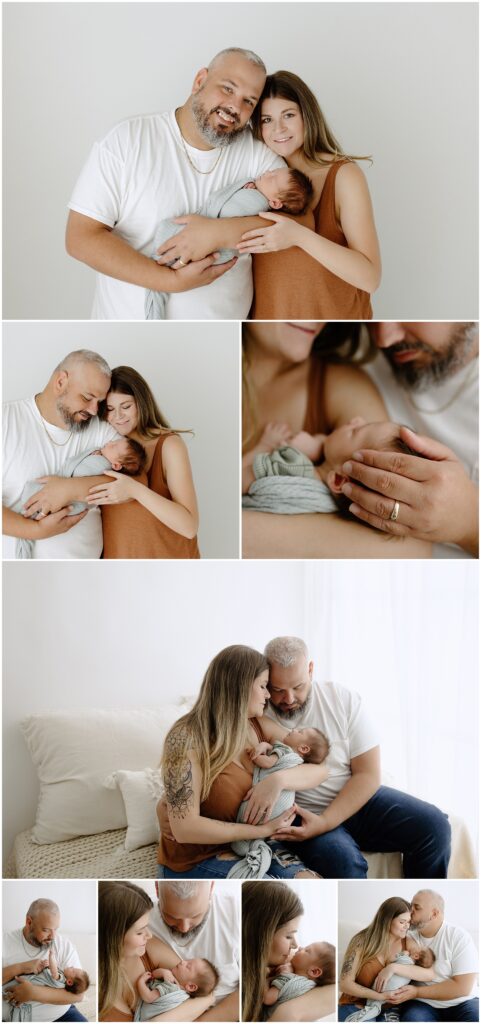 Newborn baby held by mom and dad in a family photo session in Spring Hill, FL