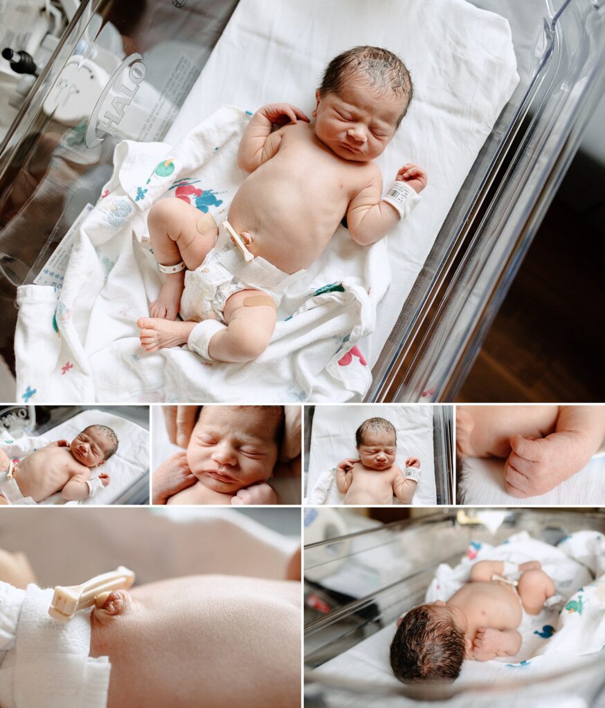 Detail photos of newborn baby boy during Fresh 48 session at Oak Hill Hospital in Brooksville