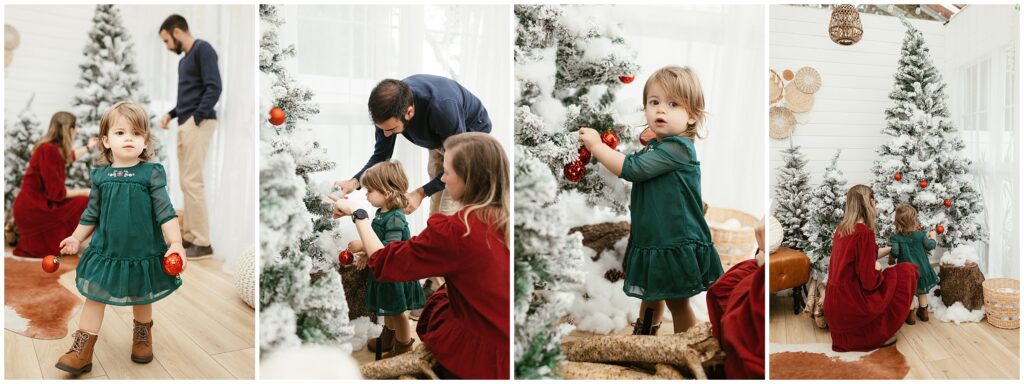 Family enjoying holiday session at Winter Wonderland Cottage in Tampa