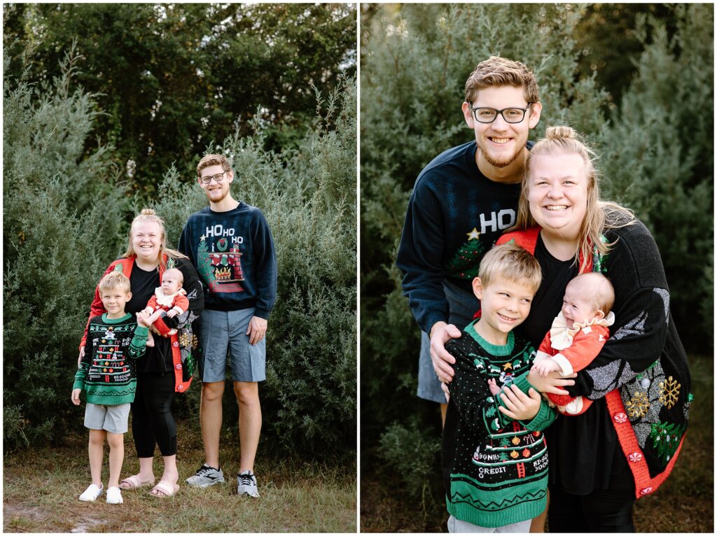 Family enjoying holiday time at Blue Acres Christmas Tree Farm in Tampa