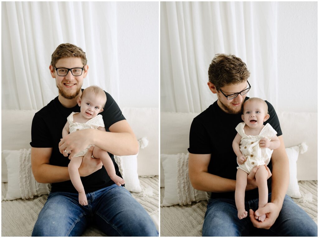 Dad and little girl smiling together Spring Hill Studio in Florida